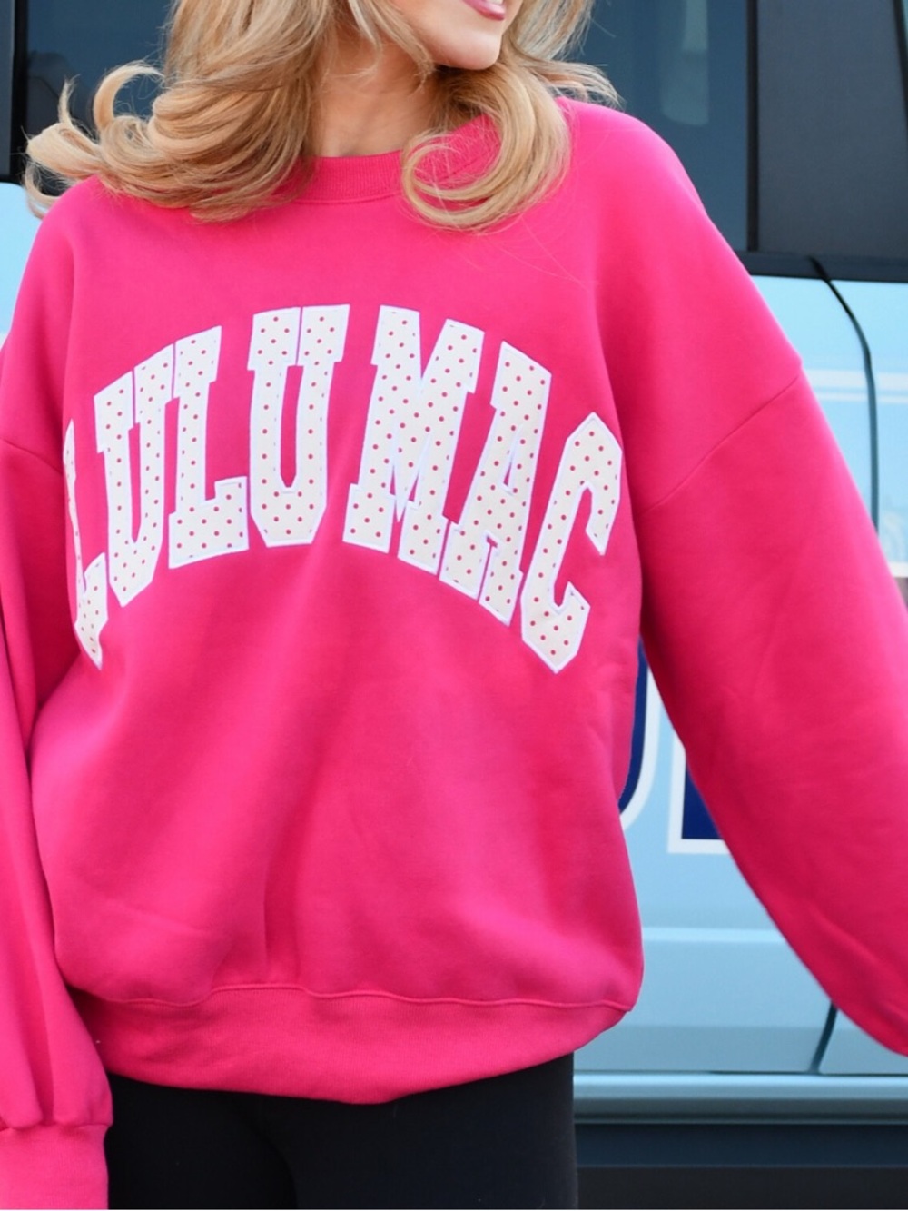 Lulu Mac Hot Pink And White Polka Dot Sweatshirt